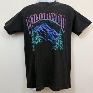 Vtg Y2K 1992 Colorado T-Shirt Med Neon Black Streetwear Fruit of the Loom Grunge